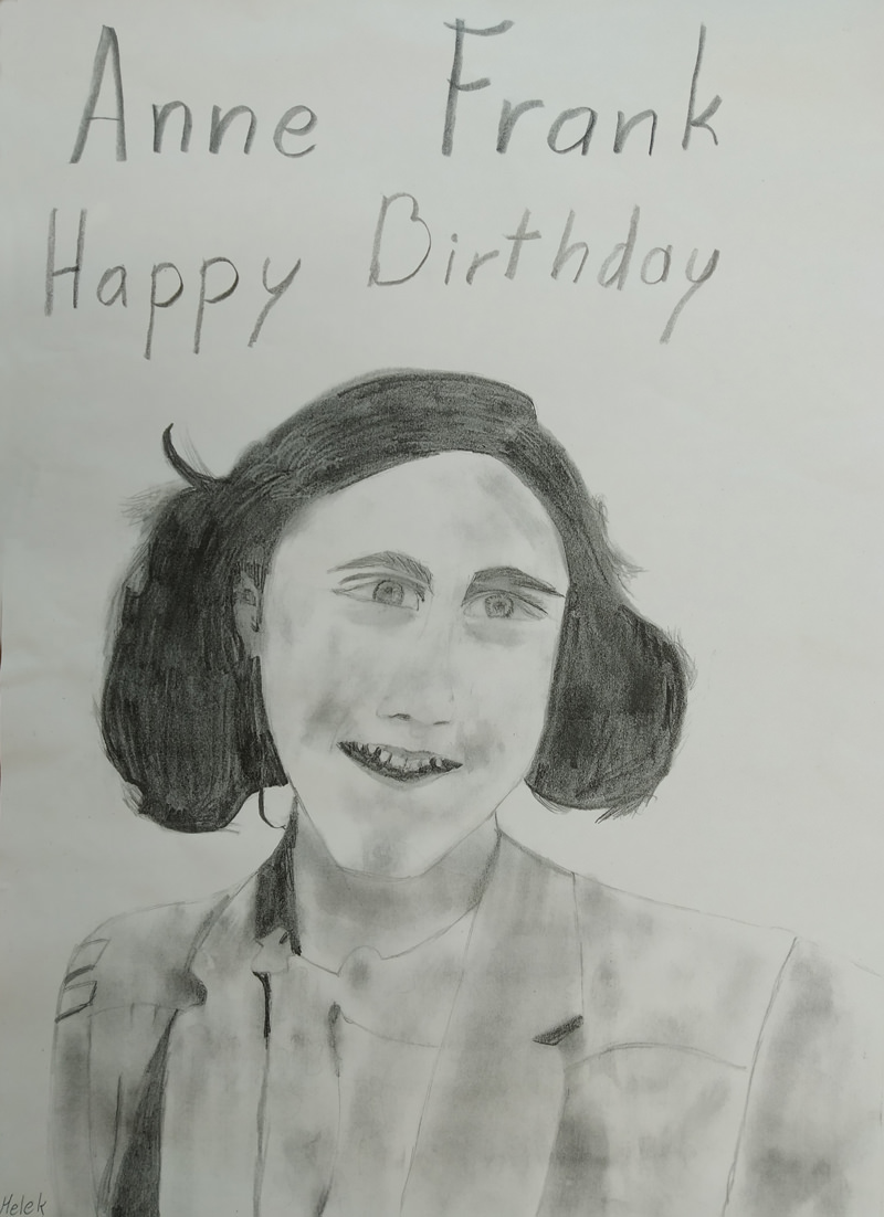 Bleistift-Zeichnung von Anne Frank @copy; Melek, Klasse 6c